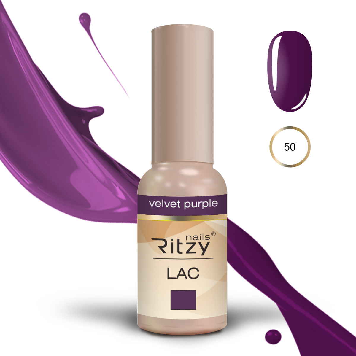 Ritzy Lac 50 Velvet purple gēla laka 9 ml